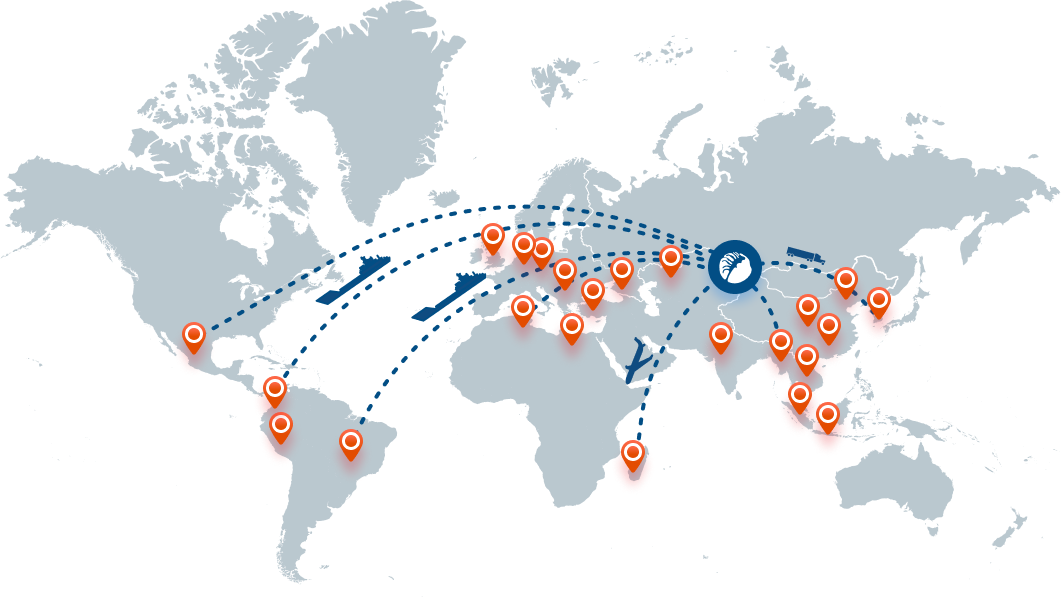 World map showing supply regions